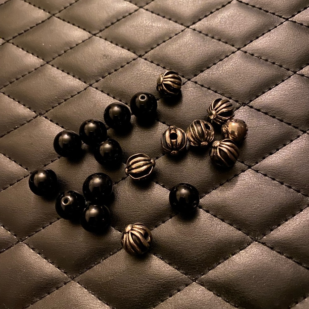 Chrome Hearts Black and Silver Beaded Jewelry